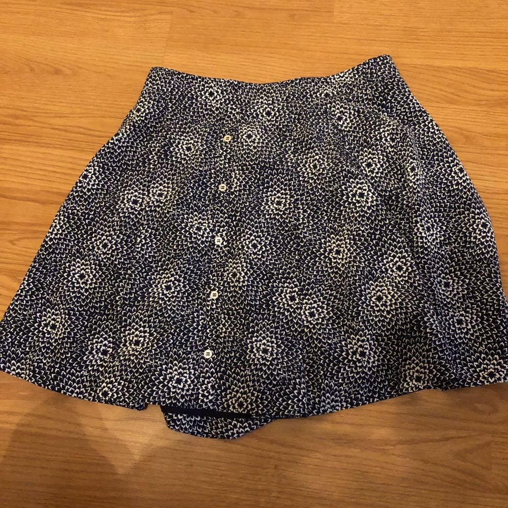 Tommy Hilfiger Navy Floral Button-Front A-Line Skirt